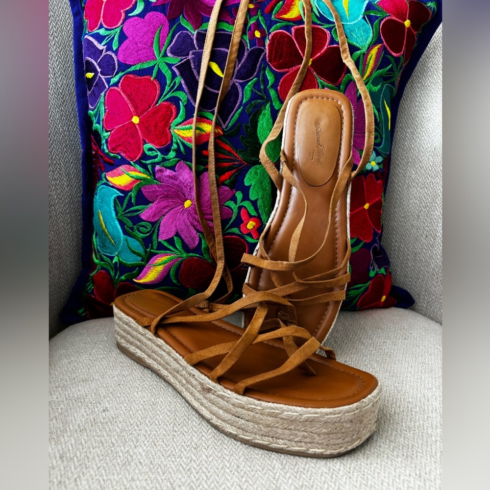 Ankle wrap espadrille sandals